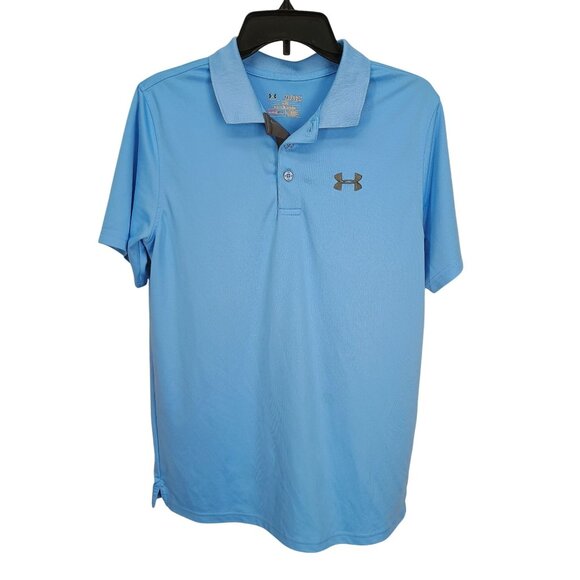 Under Armour Youth XL Loose Fit HeatGear Polo Shirt Light Blue - Picture 1 of 7